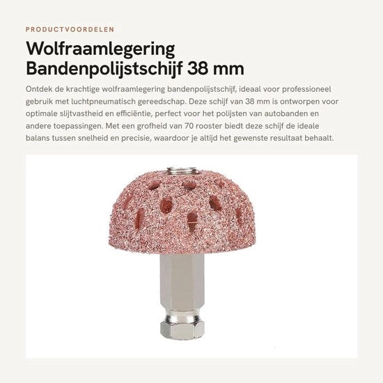 Polissoio per gomme a disco 38 mm - Lega di wolframio - 70 Grit - Resistente all'usura - Alta resistenza - Inclusa confezione - Disco abrasivo