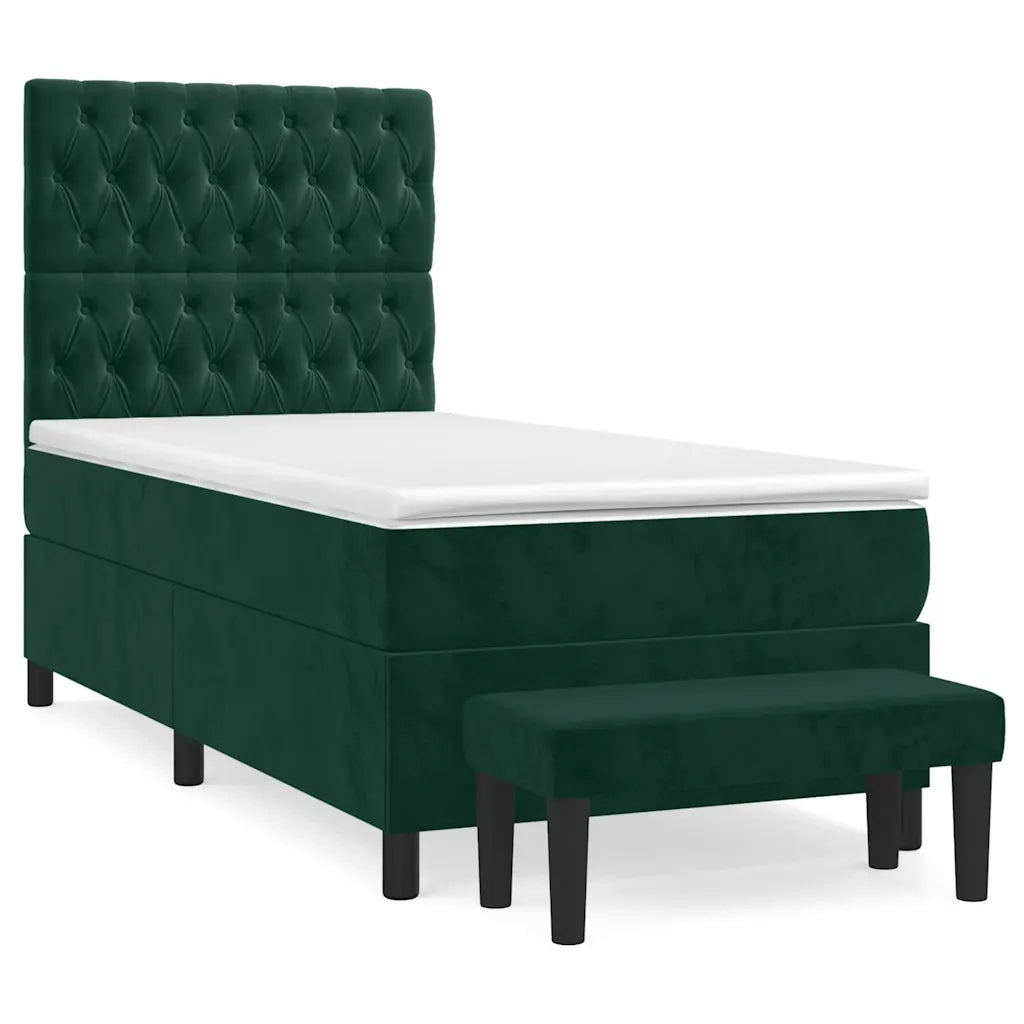 Giroletto a Molle con Materasso Verde Scuro 90x190 cm Velluto 3137998