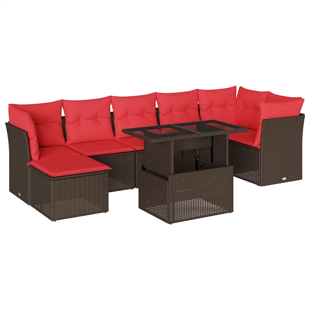 Set Divani da Giardino 8 pz con Cuscini Marrone in Polyrattan 3266754
