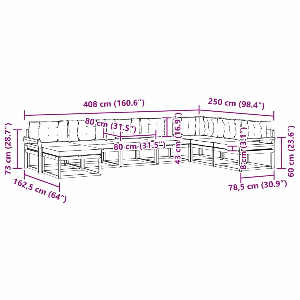 Set di divani da esterno 8 pz Bianco e Crema 3386864