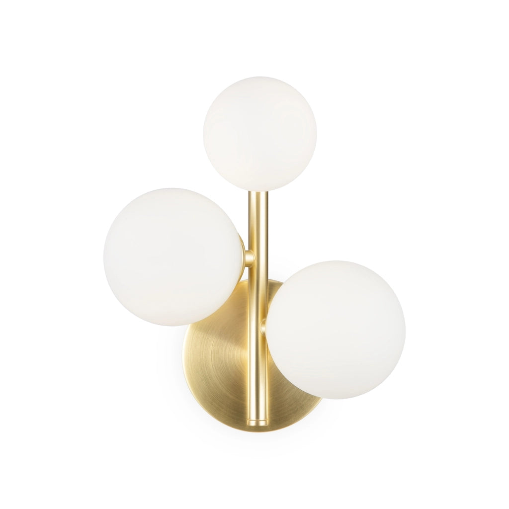 Maytoni applique contemporanea Dallas 3 luci G9 oro metallo diffusori vetro soffiato bianco opaco