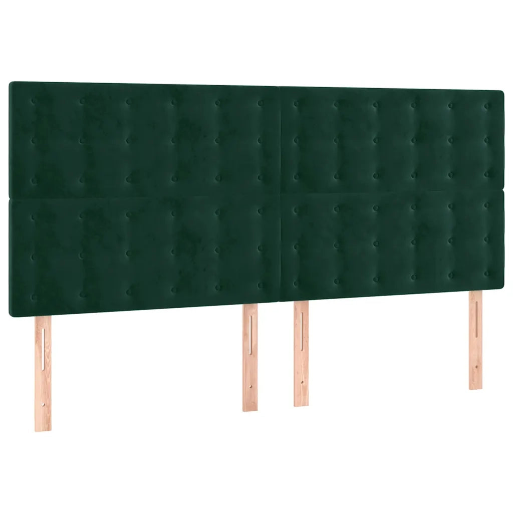 Testiera a LED Verde Scuro 160x5x118/128cm in Velluto