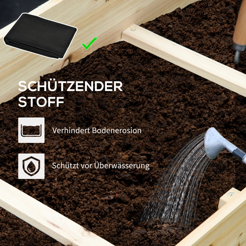 Hochbeet 3 Etagen ¨C zephmum ¨C Vlies Innenauskleidung lackiertes Naturholz 117x100x54cm