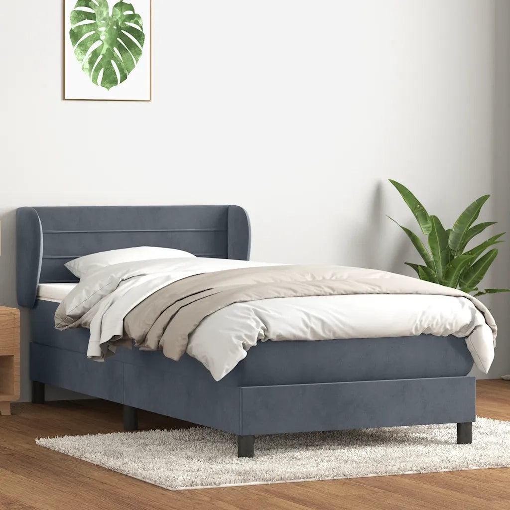 vidaXL Giroletto a Molle con Materasso Grigio Scuro 80x210 cm Velluto