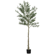 Grande ulivo artificiale, 180 cm, pianta artificiale, ulivo artificiale in plastica in vaso, albero artificiale con cemento, muschio artificiale per
