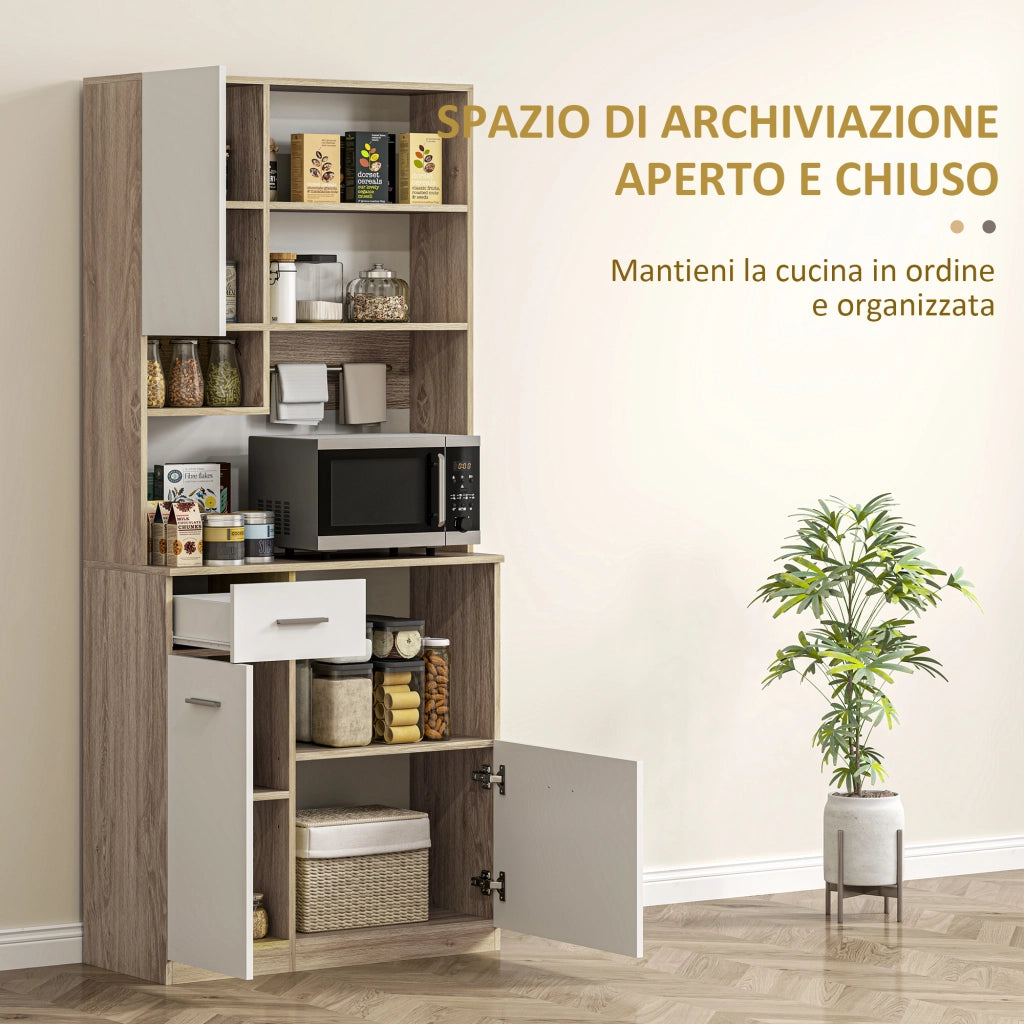 Armadio Dispensa con Cassetto e 3 Ante ¨C zephmum ¨C Bianco 80x35x180 cm