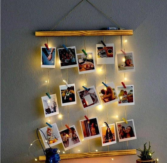 Schede Fotografica Multi Immagini - Schede Fotografica da Appendere al Muro - Kit di AppendiFoto - Display Fotografico Appeso - Strisce di AppendiFoto - Regali Personalizzati con Illuminazione LED Schede Fotografica