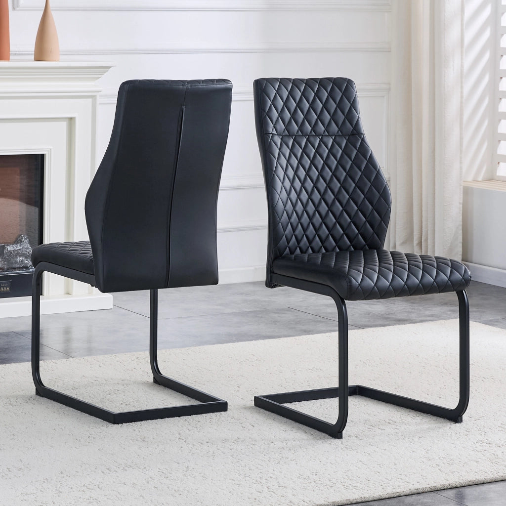 SEDIA DA PRANZO 2 PEZZI Schienale alto 100 cm Nero PU e metallo