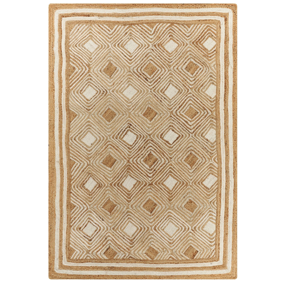 Tappeto area Beige Juta 160 x 230 cm Tessile intrecciato fatto a mano in stile boho naturale