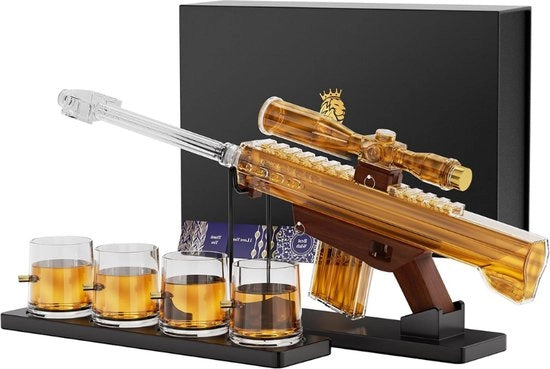 Set di decantatore per whisky 22oz con 4 bicchieri 5oz telescopio per osservazione e dispensatore per bevande fredda per bar in casa