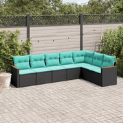 Set Divani da Giardino 7 pz con Cuscini Nero in Polyrattan 3226029