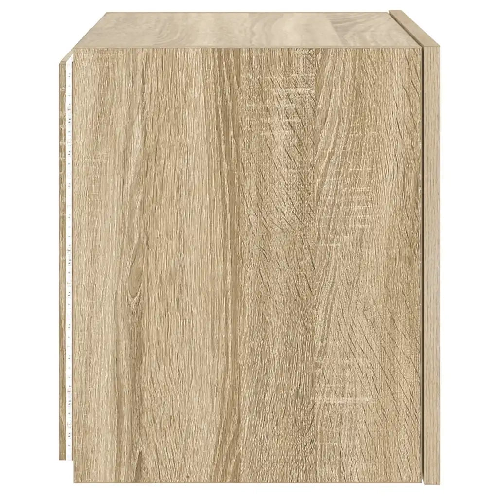 Mobile TV a Parete con Luci LED Rovere Sonoma 40,5x35x40 cm 837250