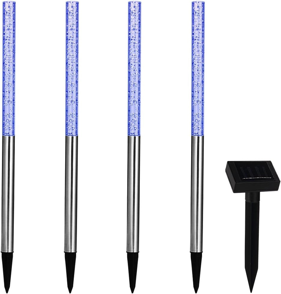 4x Illuminazione Solare LED Giardino Cambia Colore Crepuscolare Esterni Luce Fiaccole Lampada