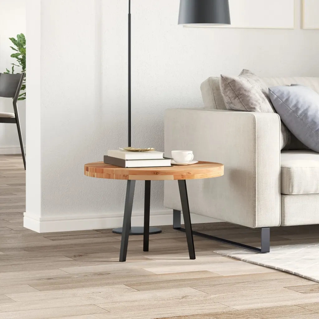 Piano Tavolo Rotondo Ã˜60x4 cm in Legno Massello di Acacia