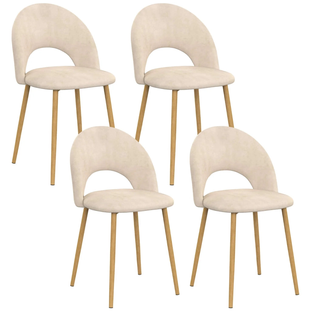 IDMarket - Set di 4 sedie da pranzo MADO in velluto beige