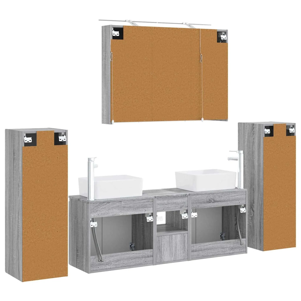 Set di mobili per il bagno 6 pcs Sonoma grigio 3407164