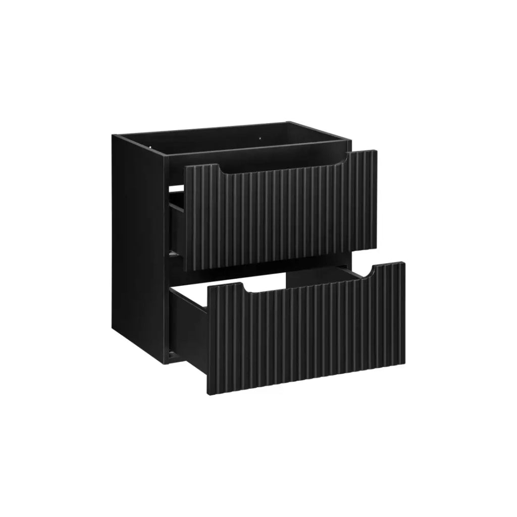 Mobile sottolavabo da bagno VANO – 2 cassetti – Nero opaco – L60 × P39 × H57 cm – Da appendere