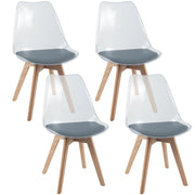 Set sedie da pranzo trasparenti moderne senza braccioli con schienale trasparente, Set sedie in legno massello di faggio Grigio-Sedie da pranzo