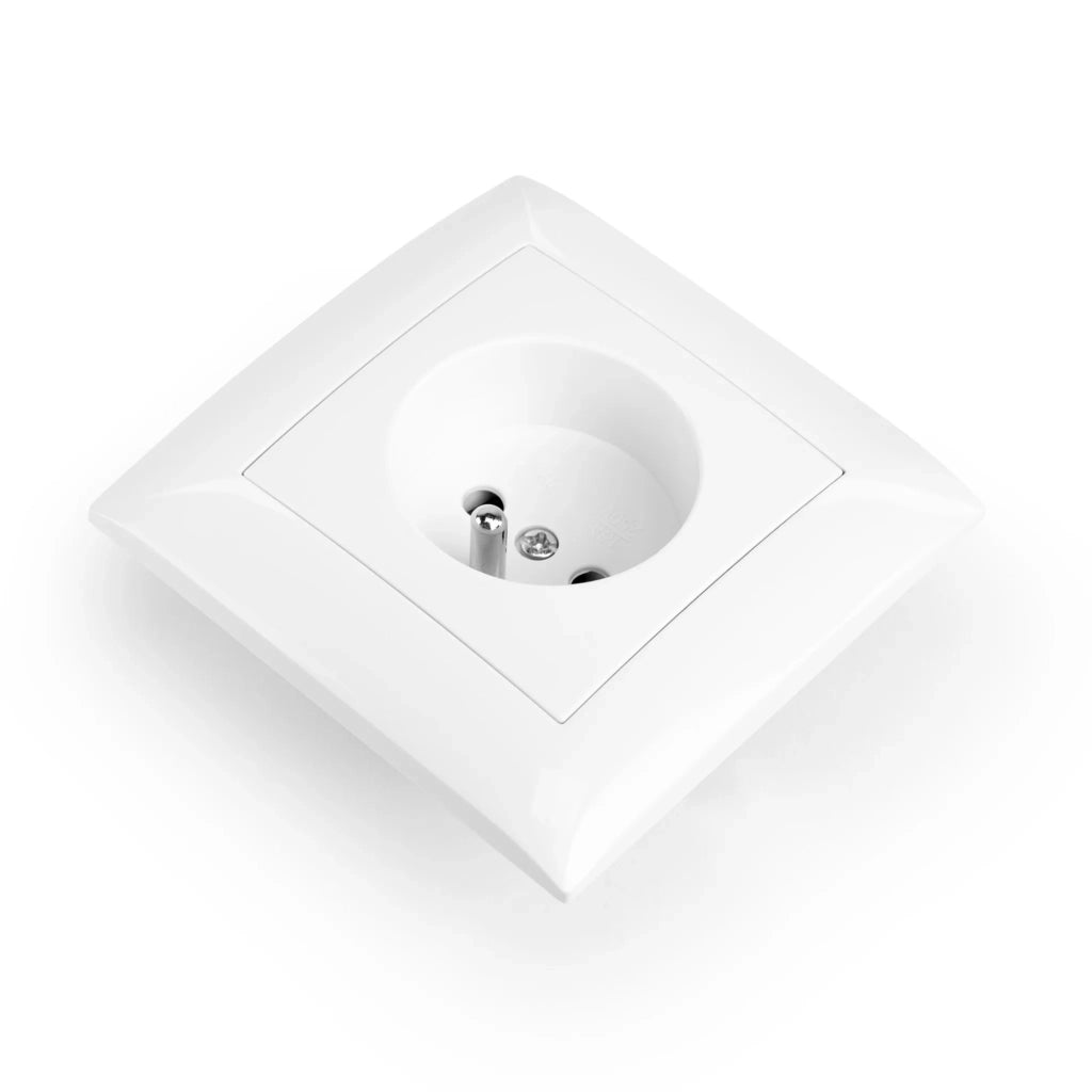 Presa Singola Con Messa A Terra E Placca Oste Jnh001-g White