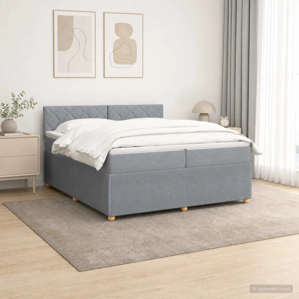 Letto box spring con materasso Grigio Chiaro 200 x 200 cm 3453016