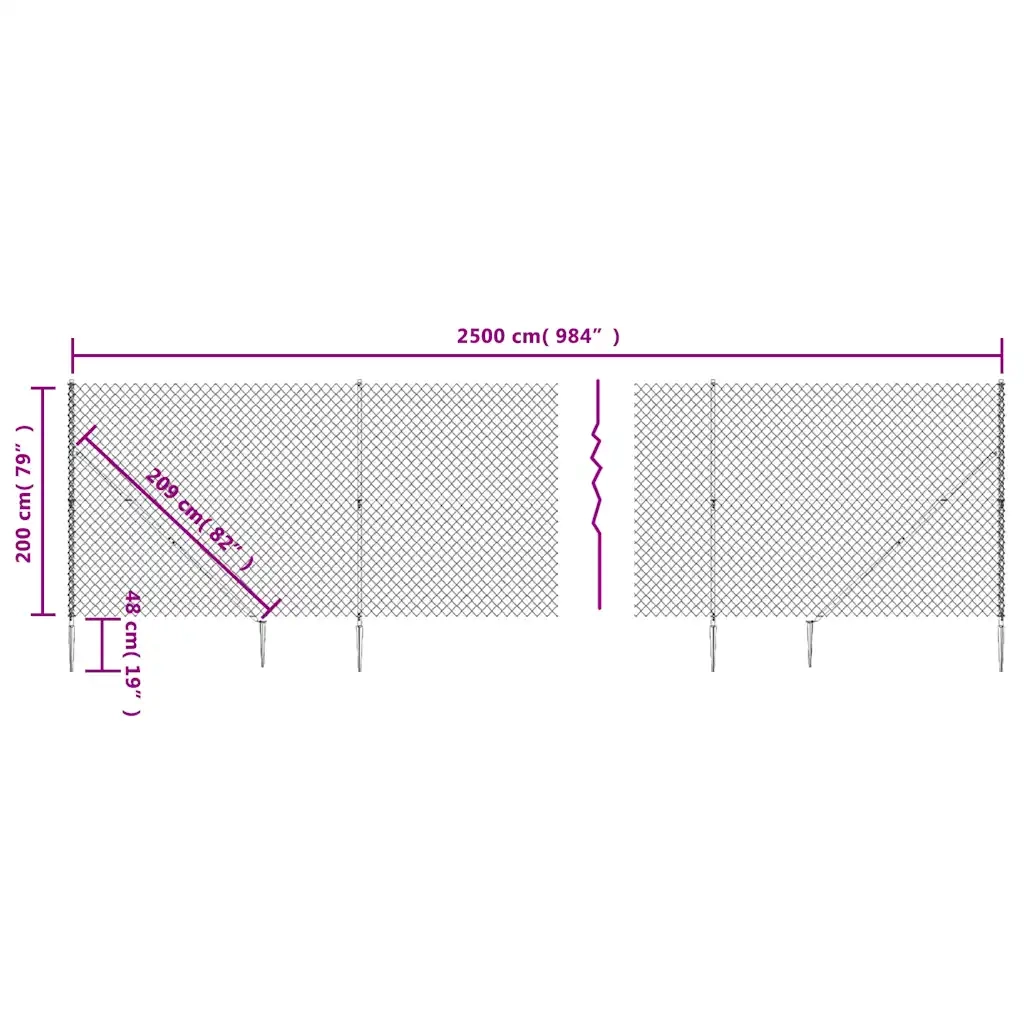 Recinzione da Giardino | Recinzione a Rete con Picchetti Ancoraggio Verde 2x25 m