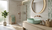 Lavabo ovale da appoggio senza troppo pieno in ceramica senza foro rubinetto - Menta Opaco