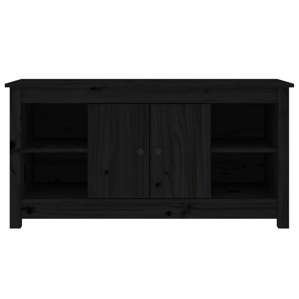 Mobile TV multimediale scaffale TV credenza mobile TV sala da pranzo soggiorno camera da letto 103 x 36,5 x 52 cm legno di pino massiccio nero 02_0025637