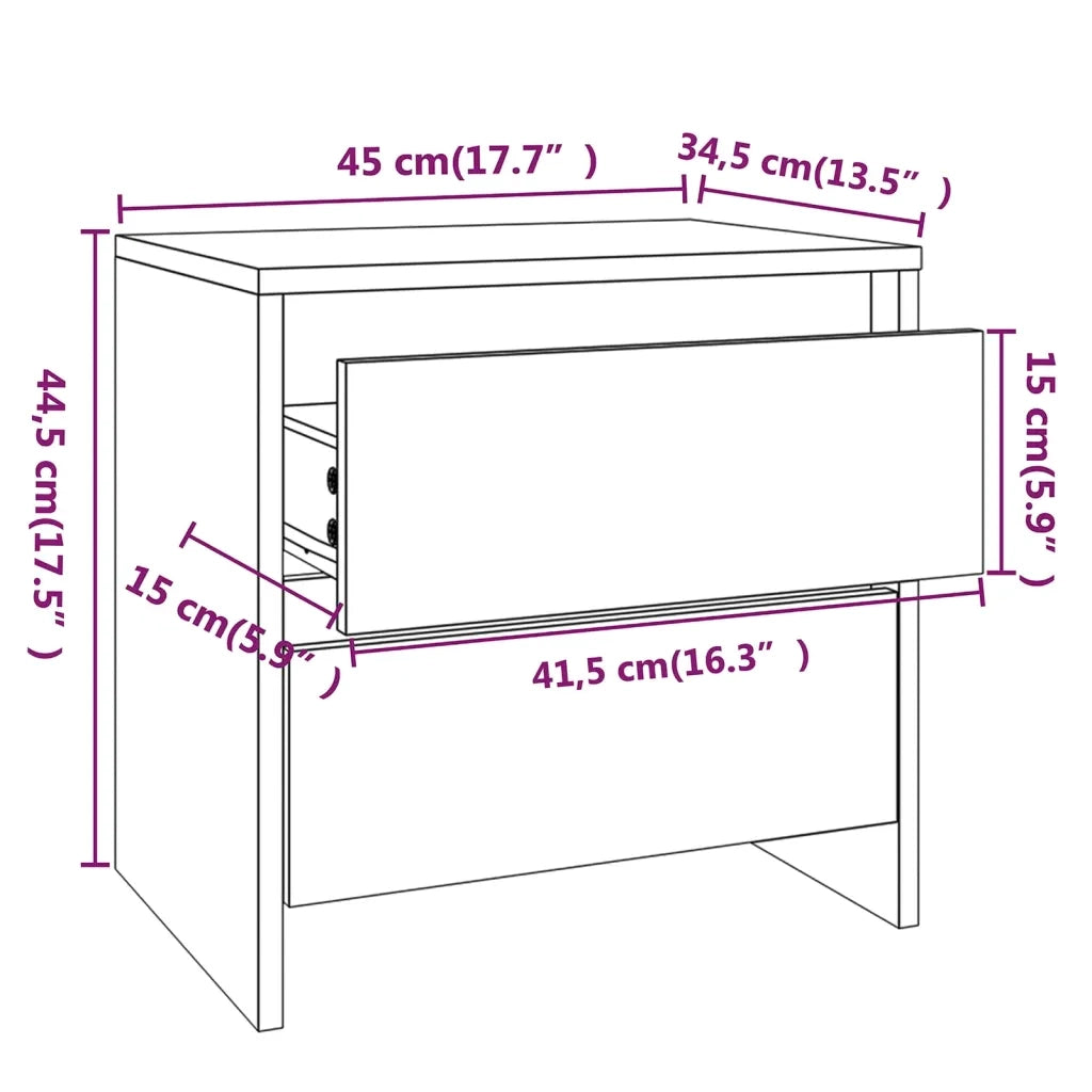 Comodini 2 pz Grigio Sonoma 45x34,5x44,5 cm in Truciolato 813041