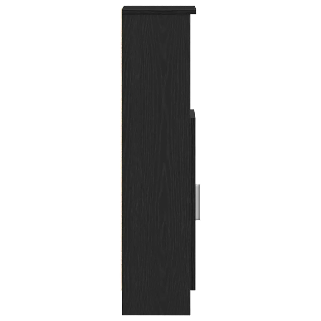Mobile da Bagno | Armadio da bagno con Portarotolo Nero 20,5x22x90 cm