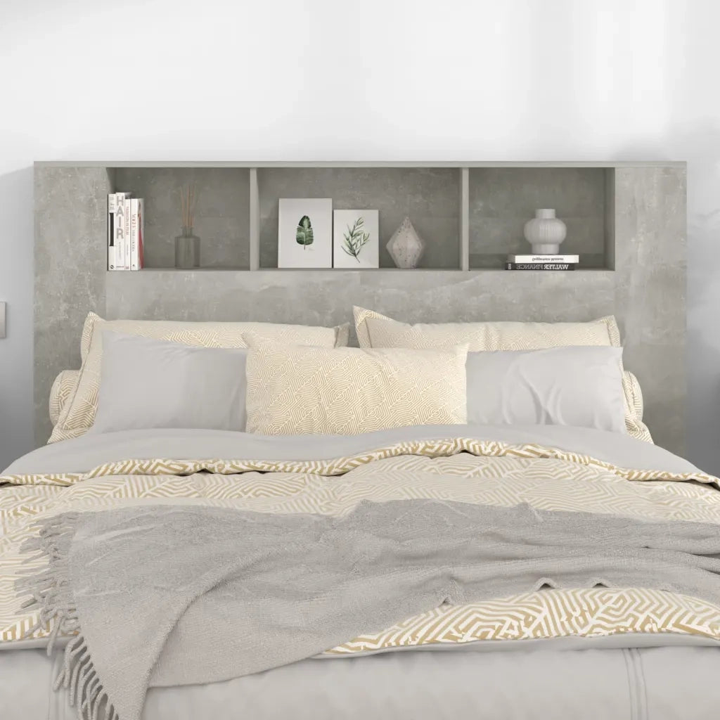 Testiera con Scomparti-Testata con Ripiani Grigio Cemento 160x18,5x104,5 cm