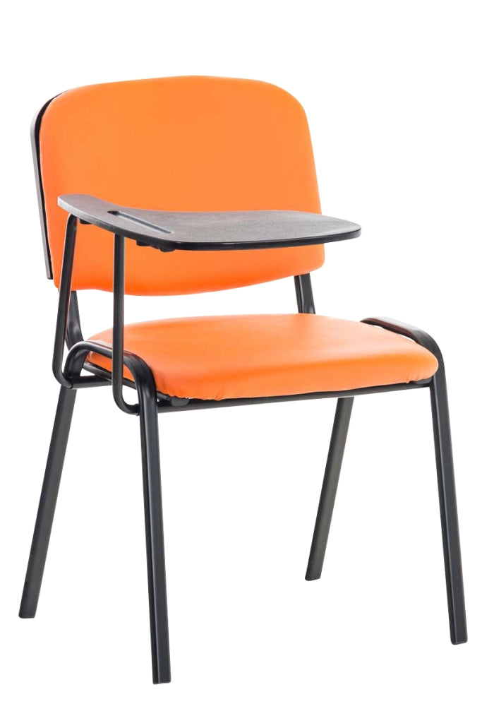 Sedia Ken in similpelle con tavolino ribaltabile arancione