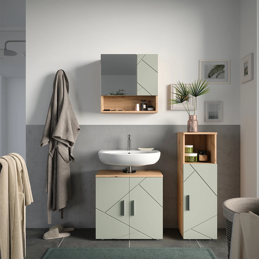 Vicco Set di mobili da bagno Verde salvia 3 parti