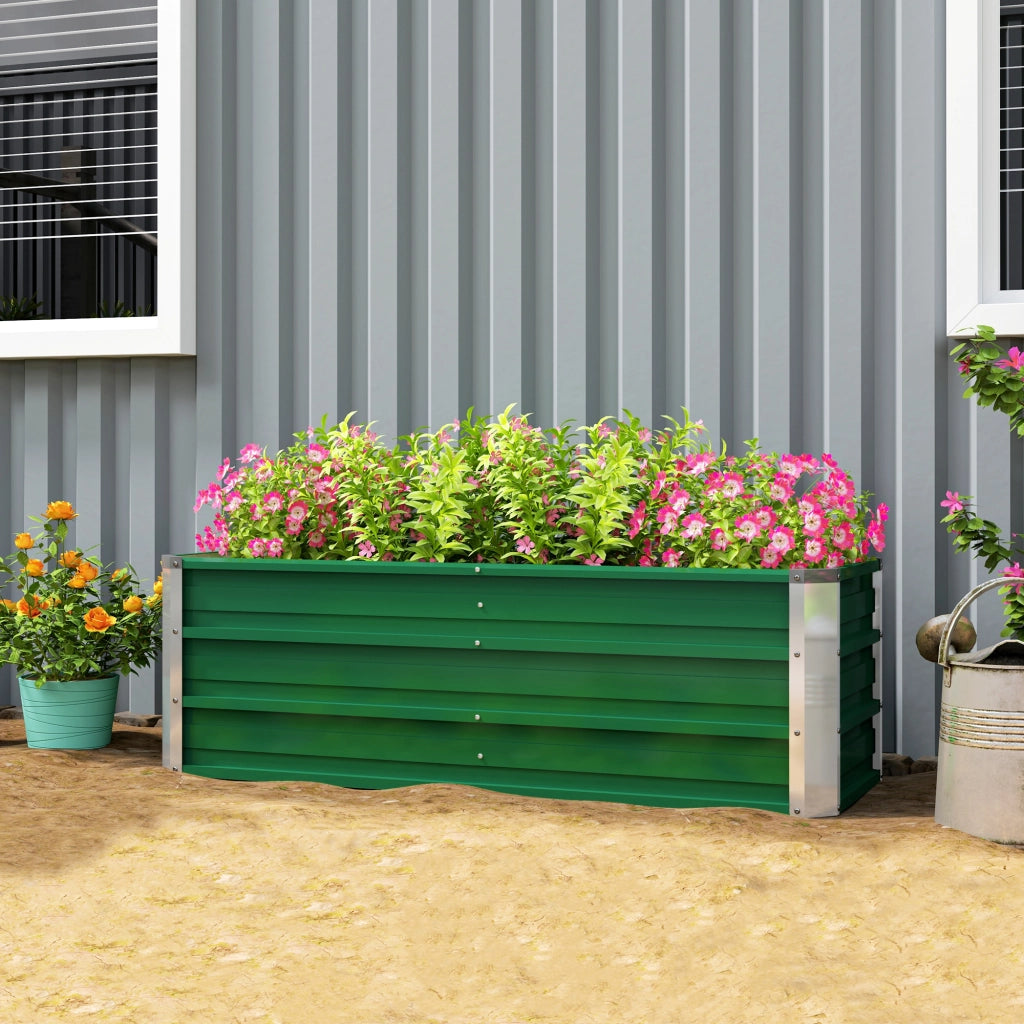 Fioriera da Giardino Rialzata ¨C Xylo ¨C Acciaio Verde 125x47x40 cm con Guanti