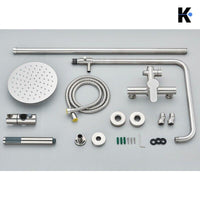 JANA | Set pioggia premium in acciaio inox spazzolato | Miscelatore doccia di design | Miscelatore doccia completo di doccetta