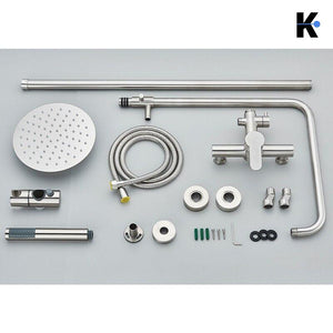 JANA | Set pioggia premium in acciaio inox spazzolato | Miscelatore doccia di design | Miscelatore doccia completo di doccetta