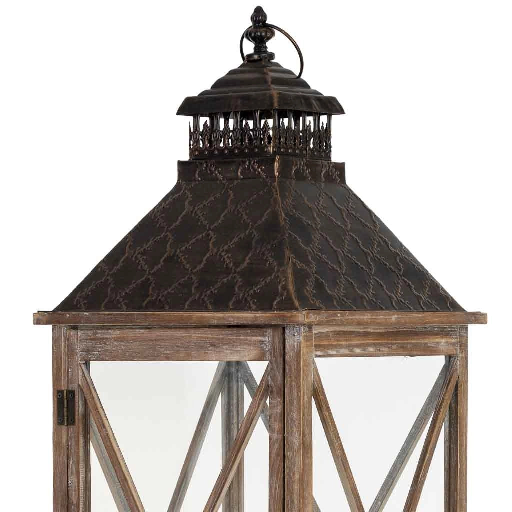 Lanterna in legno marrone 32x32x133h cm