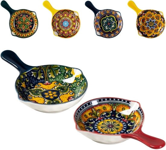 Set di 6 ciotole in ceramica - stile bohemien - soffiatore - pastello - resistenti al lavastoviglie - 810 ml di capacità - ciotola