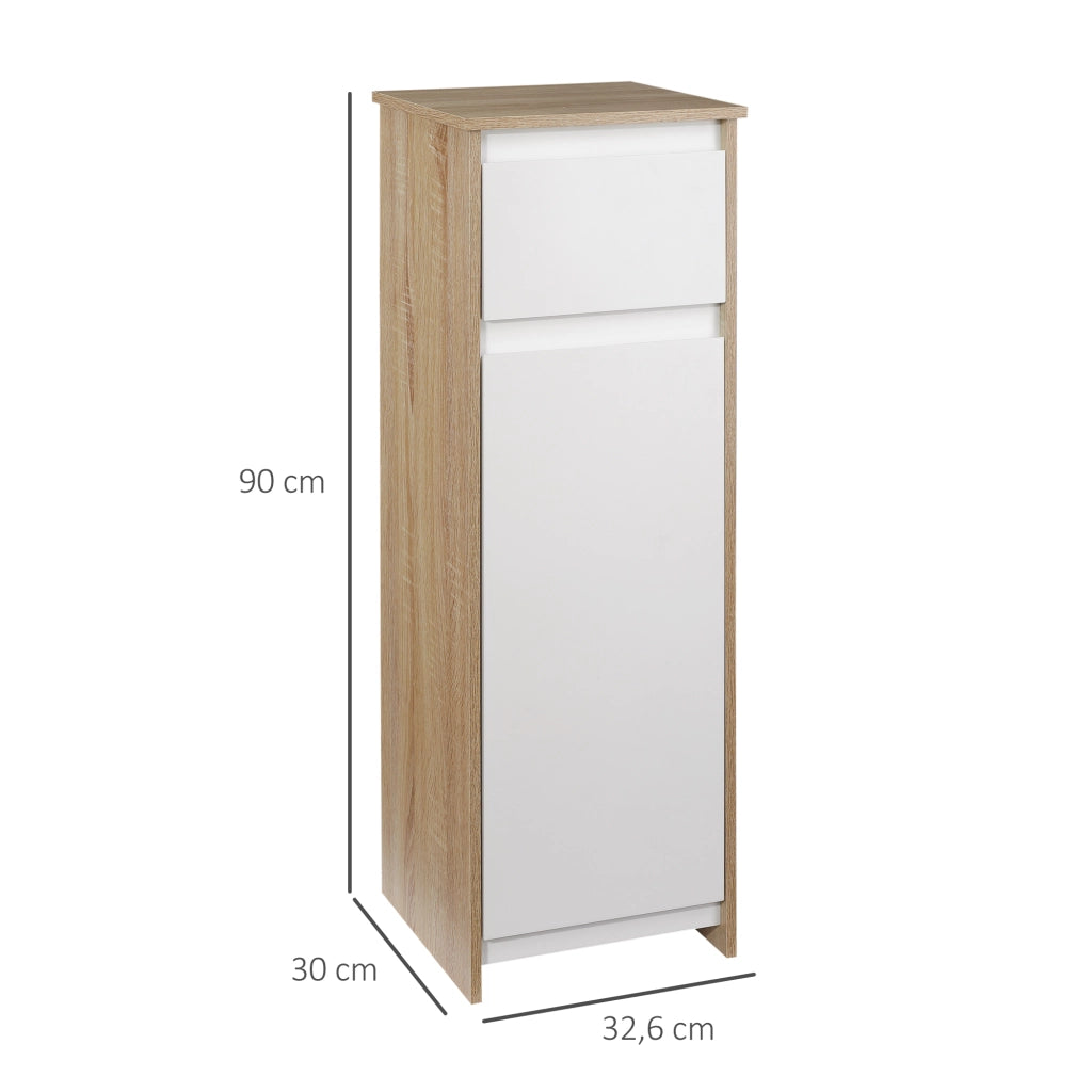 Mobile Bagno Salvaspazio ¨C Xylo ¨C Bianco e Legno Naturale 32,6x30x90 cm