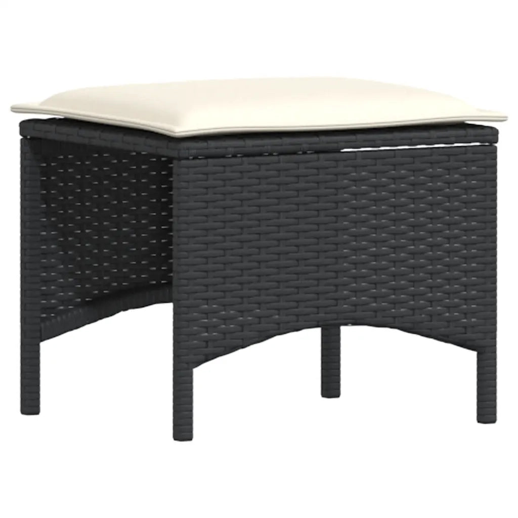 Set Divani da Giardino 5 pz con Cuscini in Polyrattan Nero