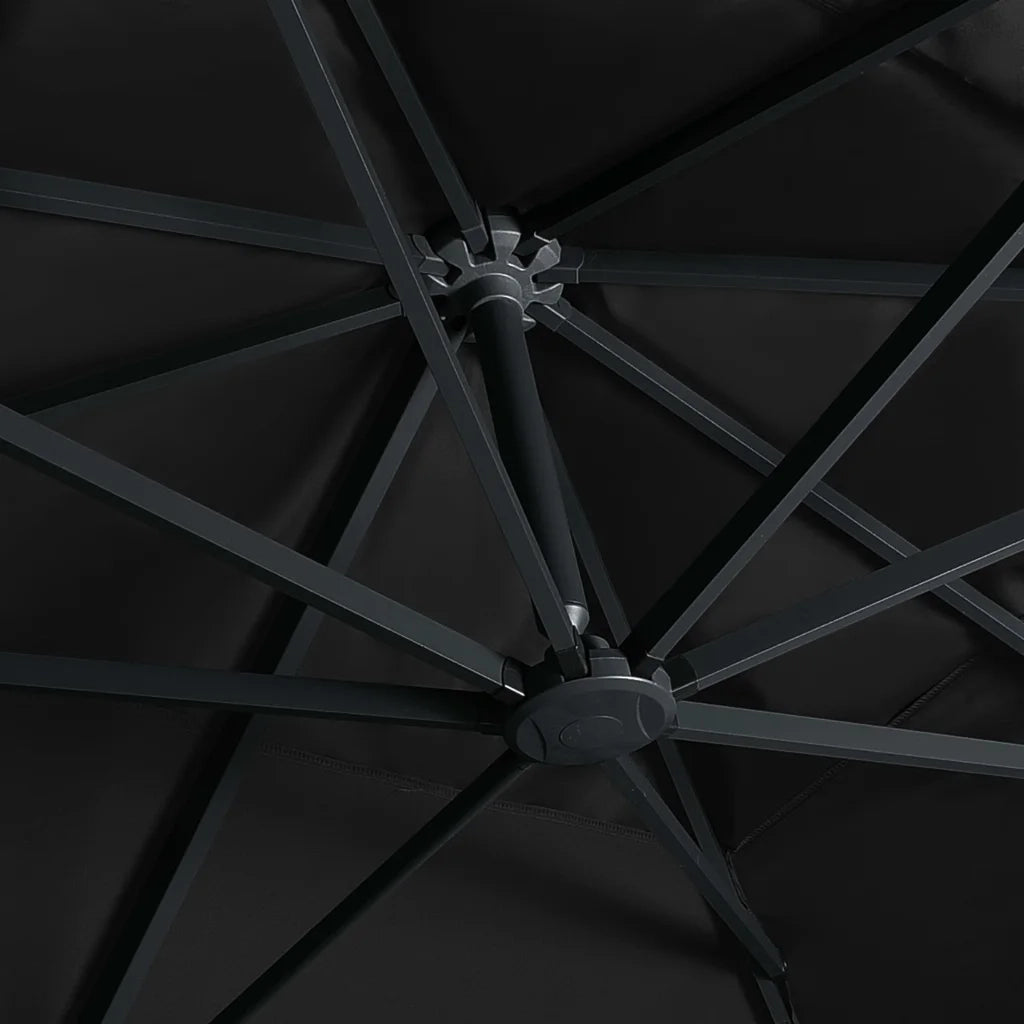 Ombrellone a Sbalzo con LED Palo in Alluminio 400x300 cm Nero 47008