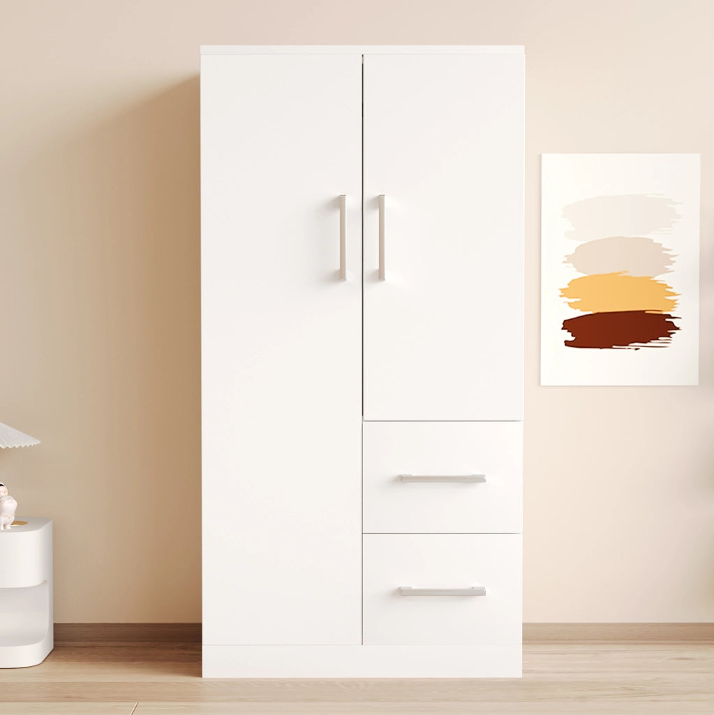 Kleiderschrank 70x40x135 cm a 2 ante con 2 cassetti; bianco