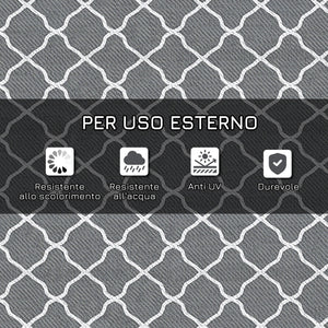 Tappeto da Esterno Reversibile 182x274 cm con Borsa per Trasporto Grigio Chiaro