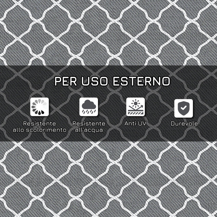 Tappeto da Esterno Reversibile 182x274 cm con Borsa per Trasporto Grigio Chiaro