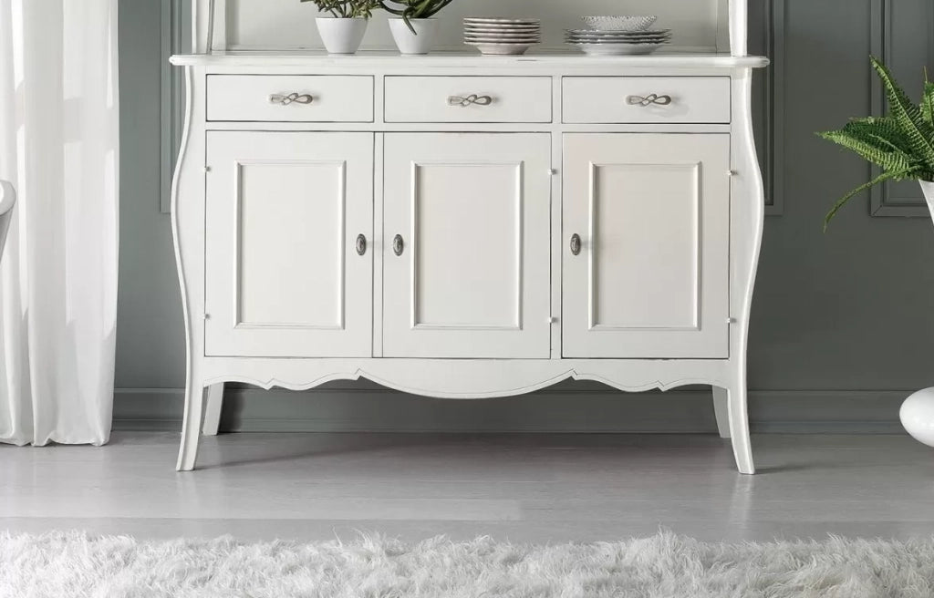 Madia credenza in legno grezza 3 ante l.151 p.50 h.105 (3088) - Mobili 2G
