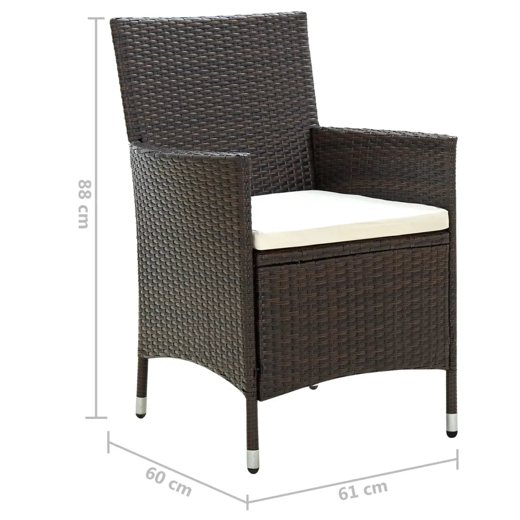 Sedie da Giardino 4 pz | Sedie da Esterno con Cuscini in Polyrattan Marrone
