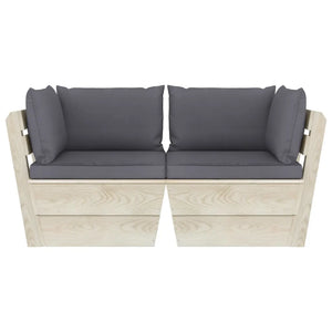 Divano da Giardino a 2 Posti su Pallet con Cuscini Legno Abete cod mxl 41572