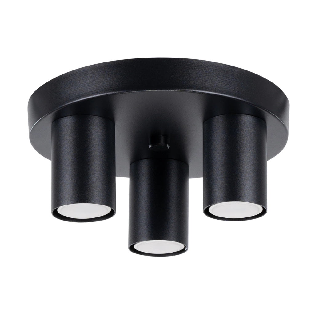 Plafoniera moderna nera rotonda Ø25 3 spot GU10 Pure Lume