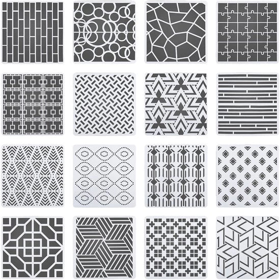 Stencili Geometrici 16 Pezzi - Schede per Pittura
