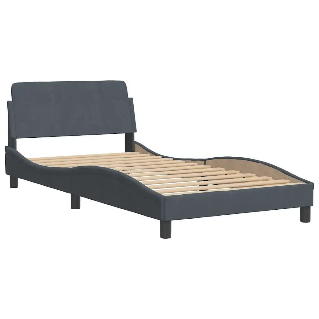Giroletto con LED senza Materasso-Struttura Letto Hanko Grigio Scuro 100x200 cm in Velluto