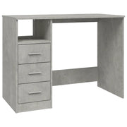 Scrivania | Tavolo da Ufficio Cassetti Grigio Cemento 102x50x76cm Legno Multistrato